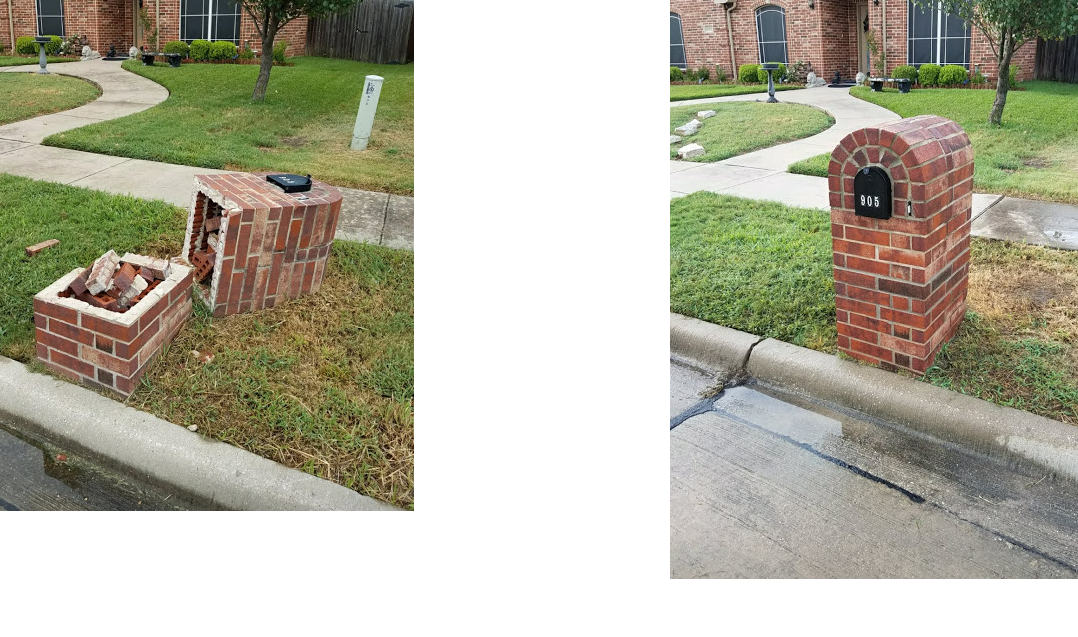 Brick mailbox repairs servicing North Dallas Metro Area